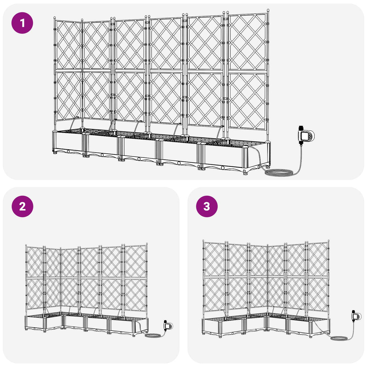Vrtna saksija 5 pcs Sivi 120 x 120 x 126 cm Plastika