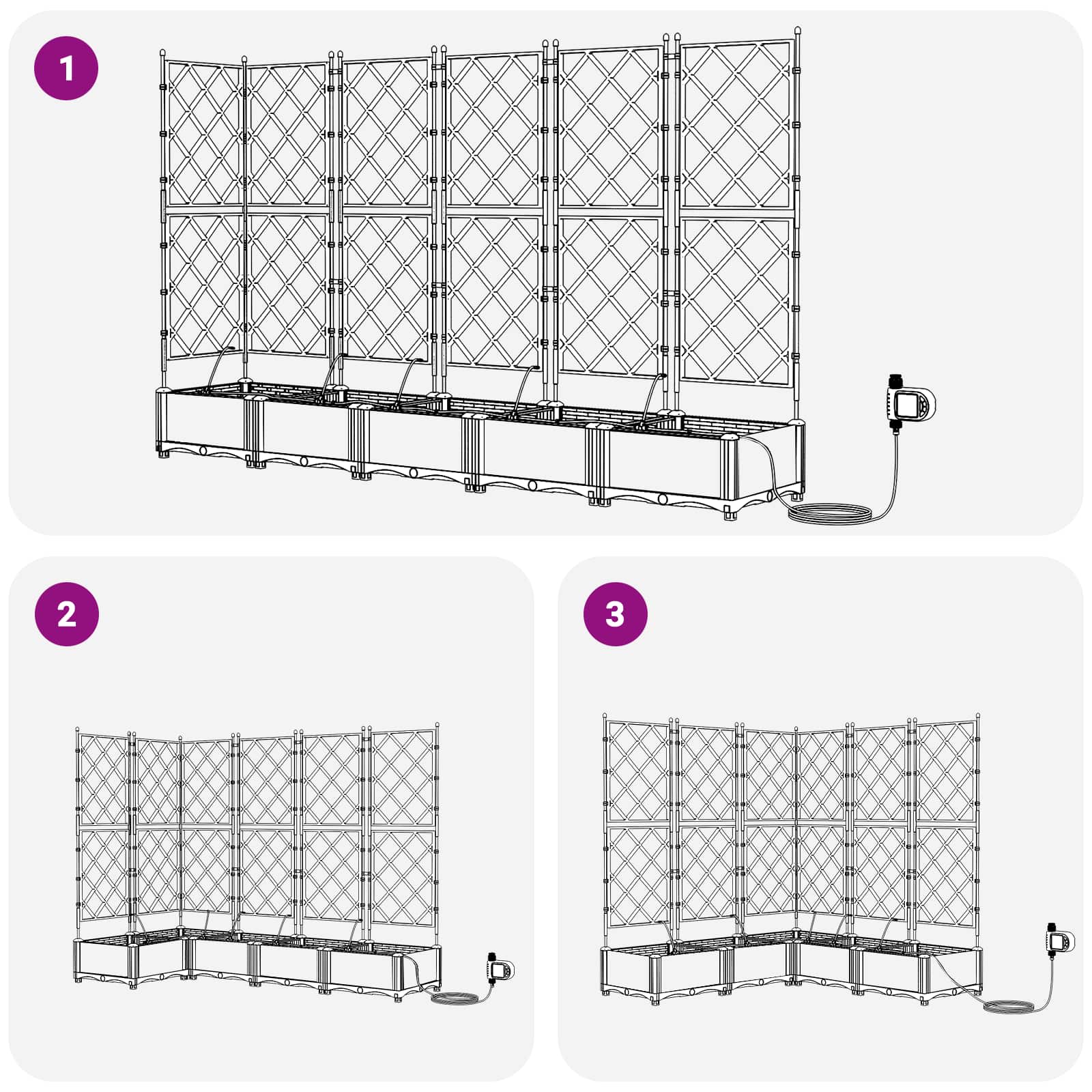 Vrtna saksija 5 pcs Sivi 120 x 120 x 126 cm Plastika