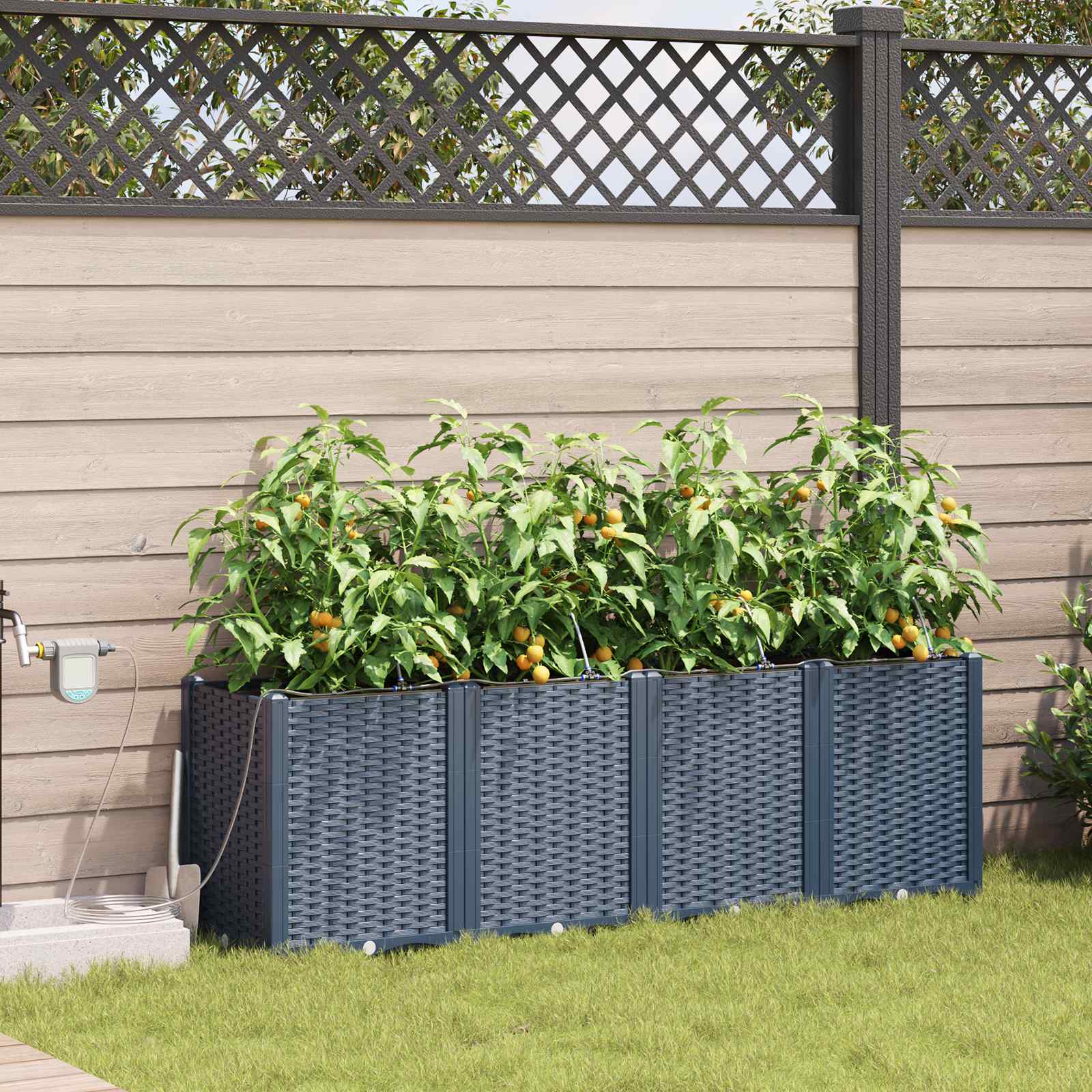 Vrtna saksija 4 pcs Sivi 160 x 40 x 52 cm Plastika