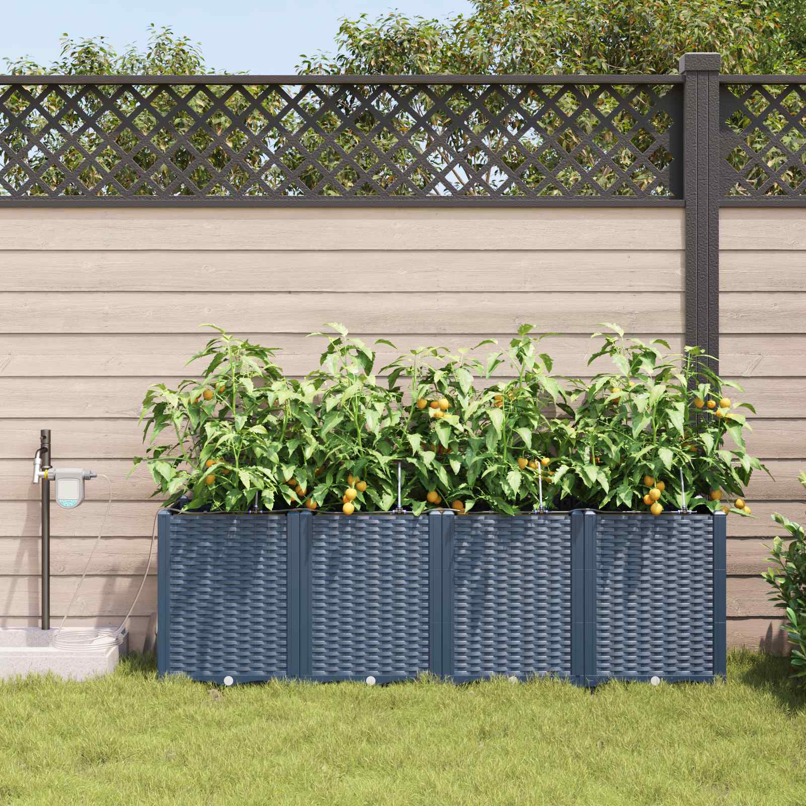 Vrtna saksija 4 pcs Sivi 160 x 40 x 52 cm Plastika