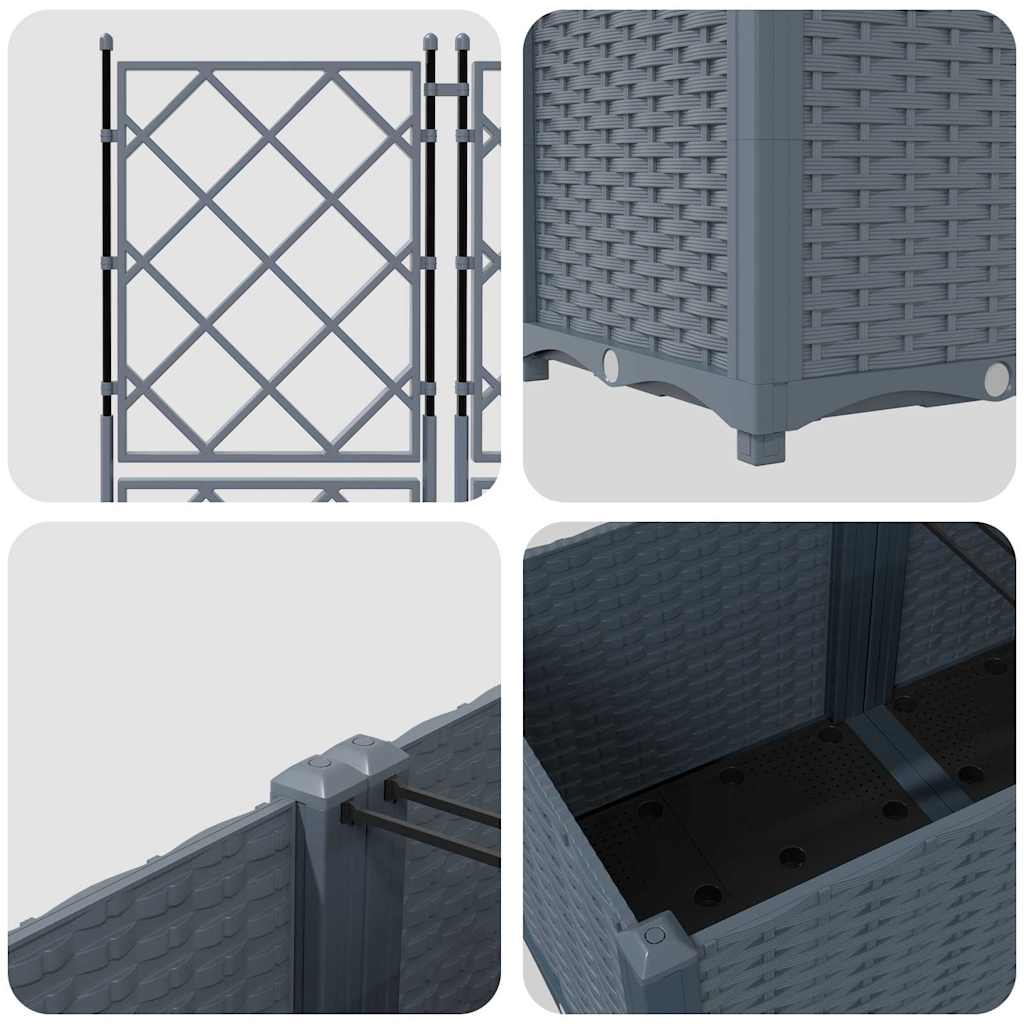 Vrtna saksija 3 pcs Svijetlo siva 80 x 80 x 143 cm Plastika