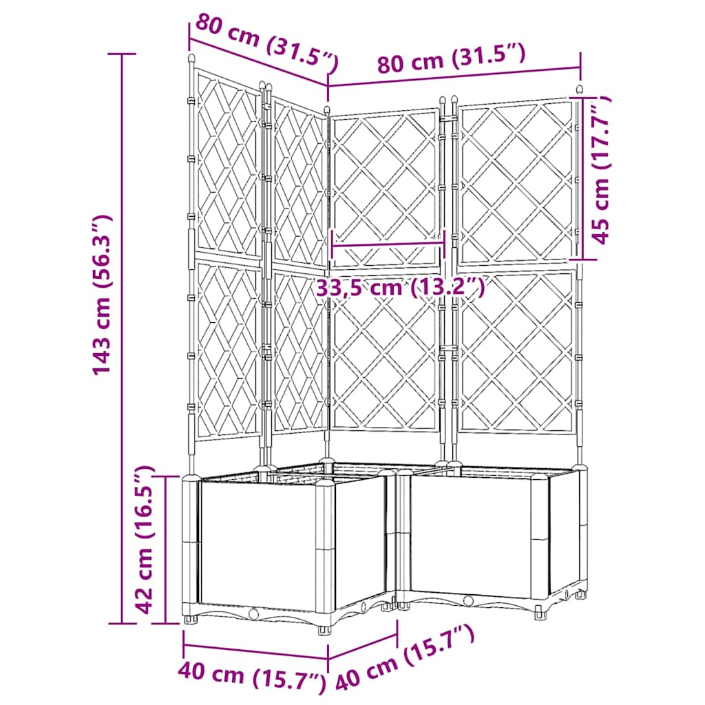 Vrtna saksija 3 pcs Svijetlo siva 80 x 80 x 143 cm Plastika