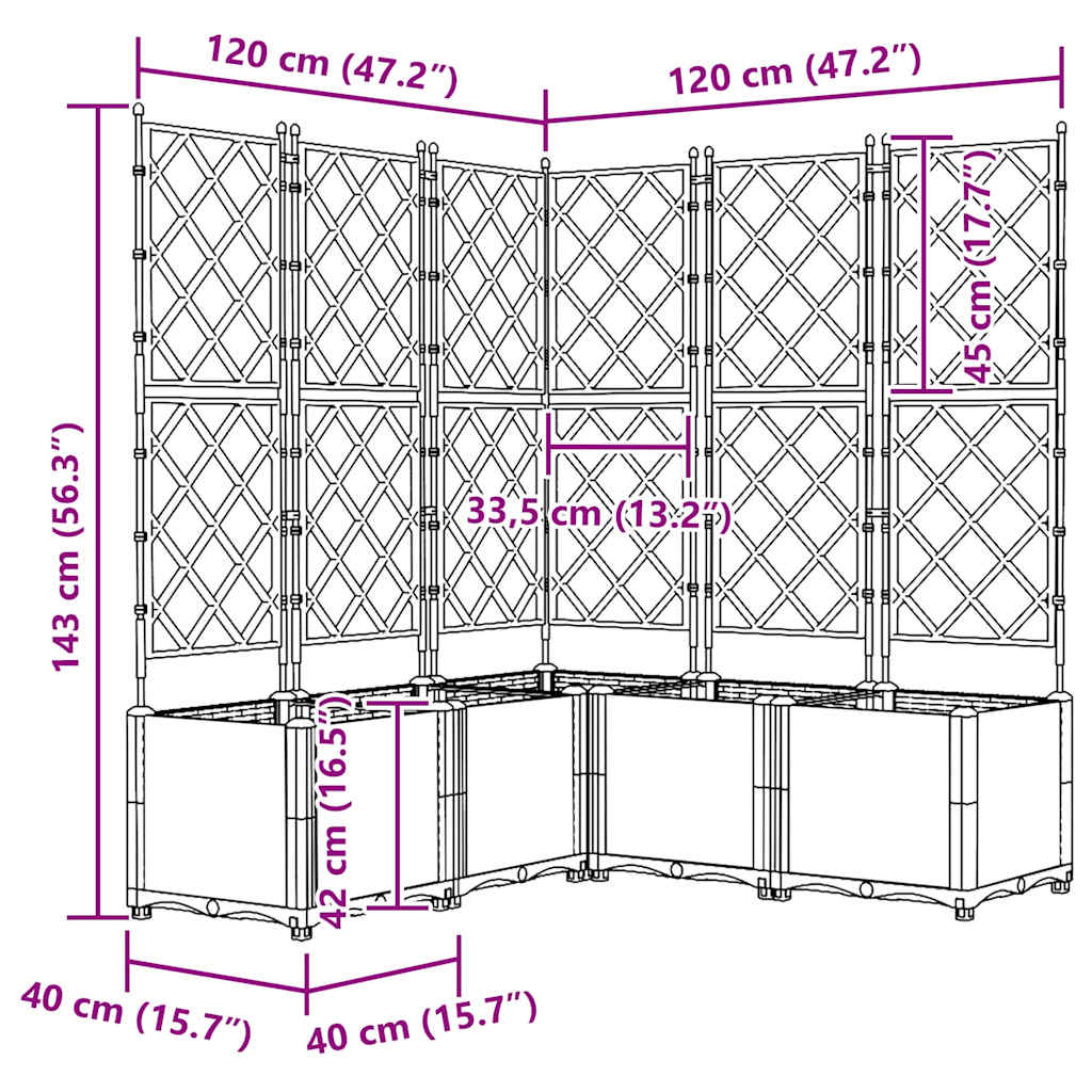 Vrtna saksija 5 pcs Svijetlo siva 120 x 120 x 143 cm Plastika