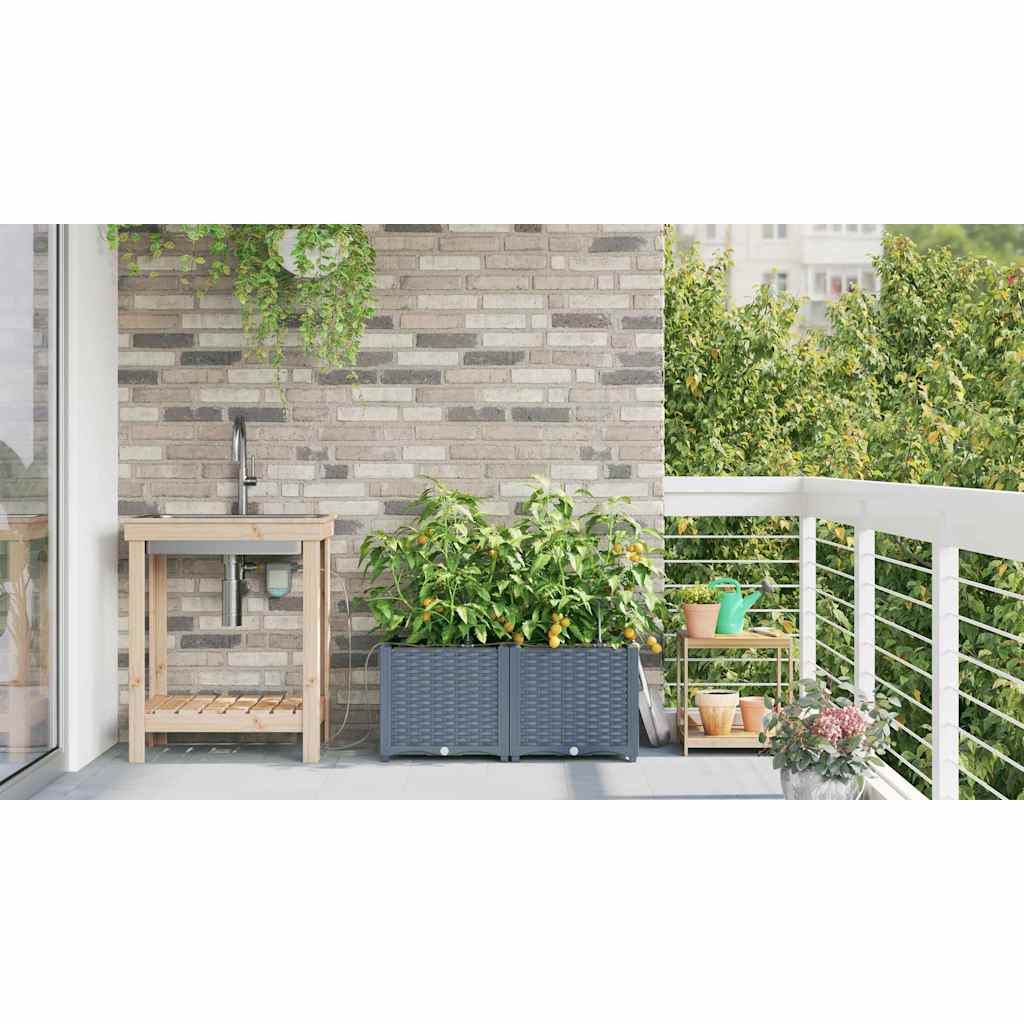 Vrtna saksija 2 pcs Svijetlo siva 80 x 40 x 37,5 cm Plastika