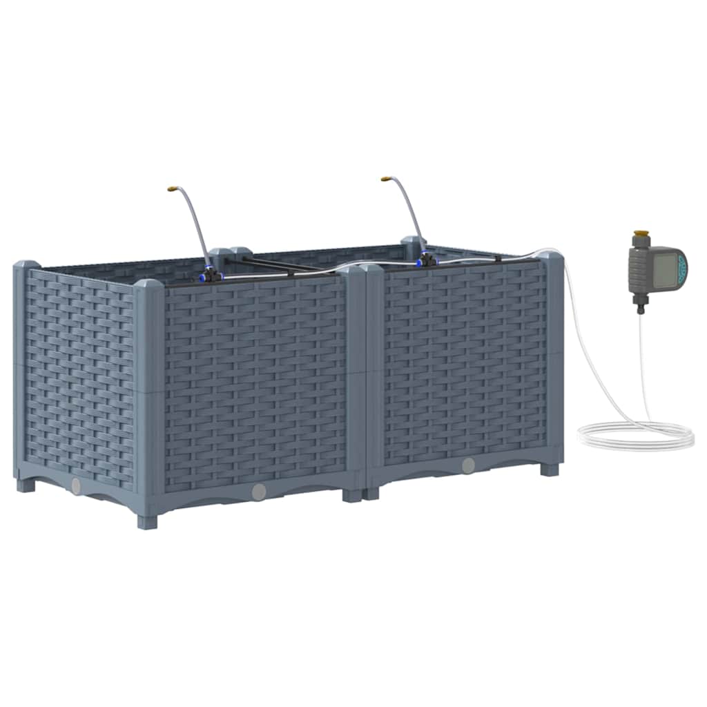 Vrtna saksija 2 pcs Svijetlo siva 80 x 40 x 37,5 cm Plastika