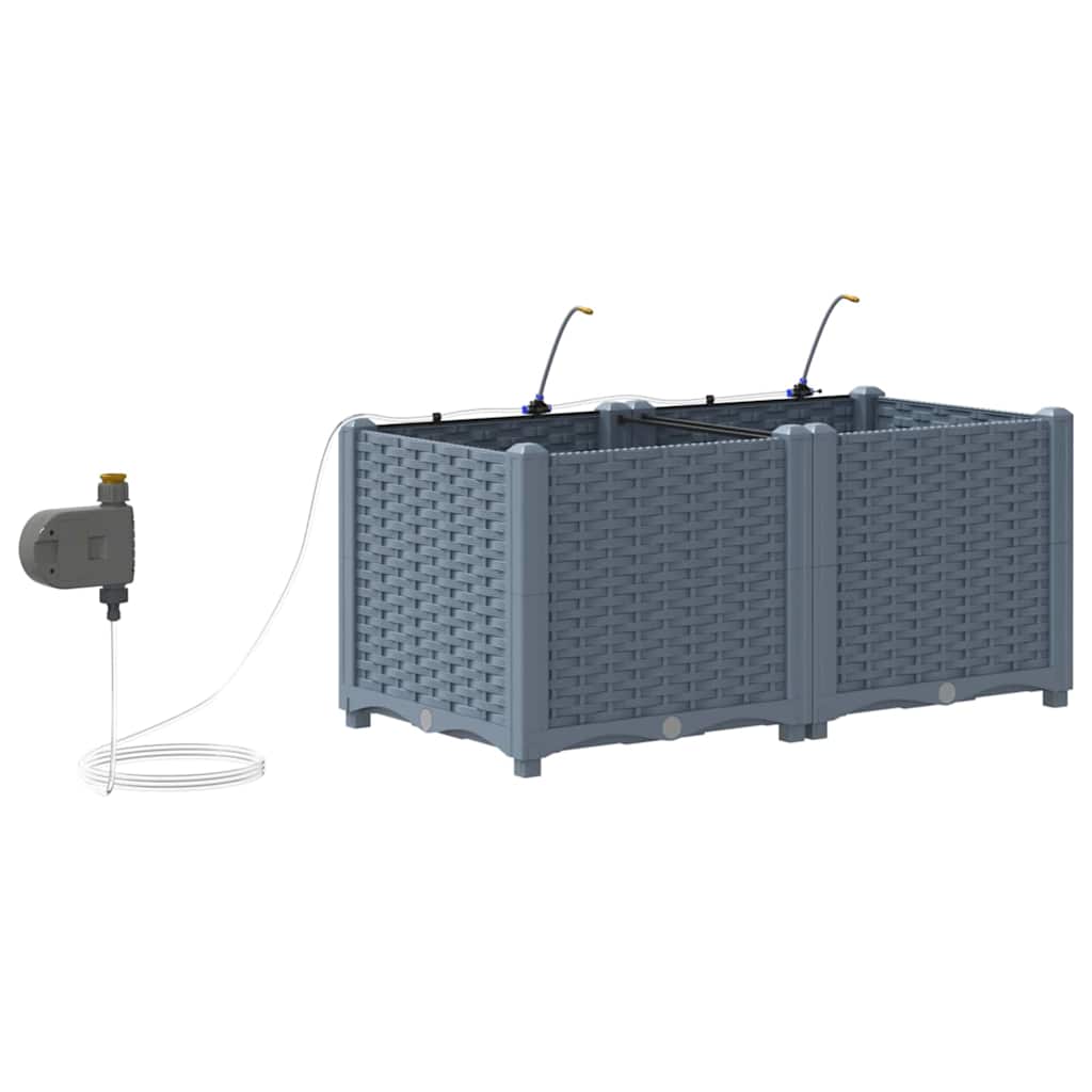 Vrtna saksija 2 pcs Svijetlo siva 80 x 40 x 37,5 cm Plastika