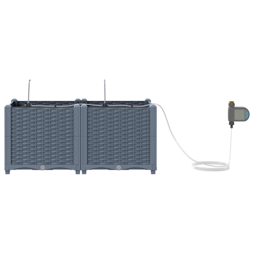 Vrtna saksija 2 pcs Svijetlo siva 80 x 40 x 37,5 cm Plastika