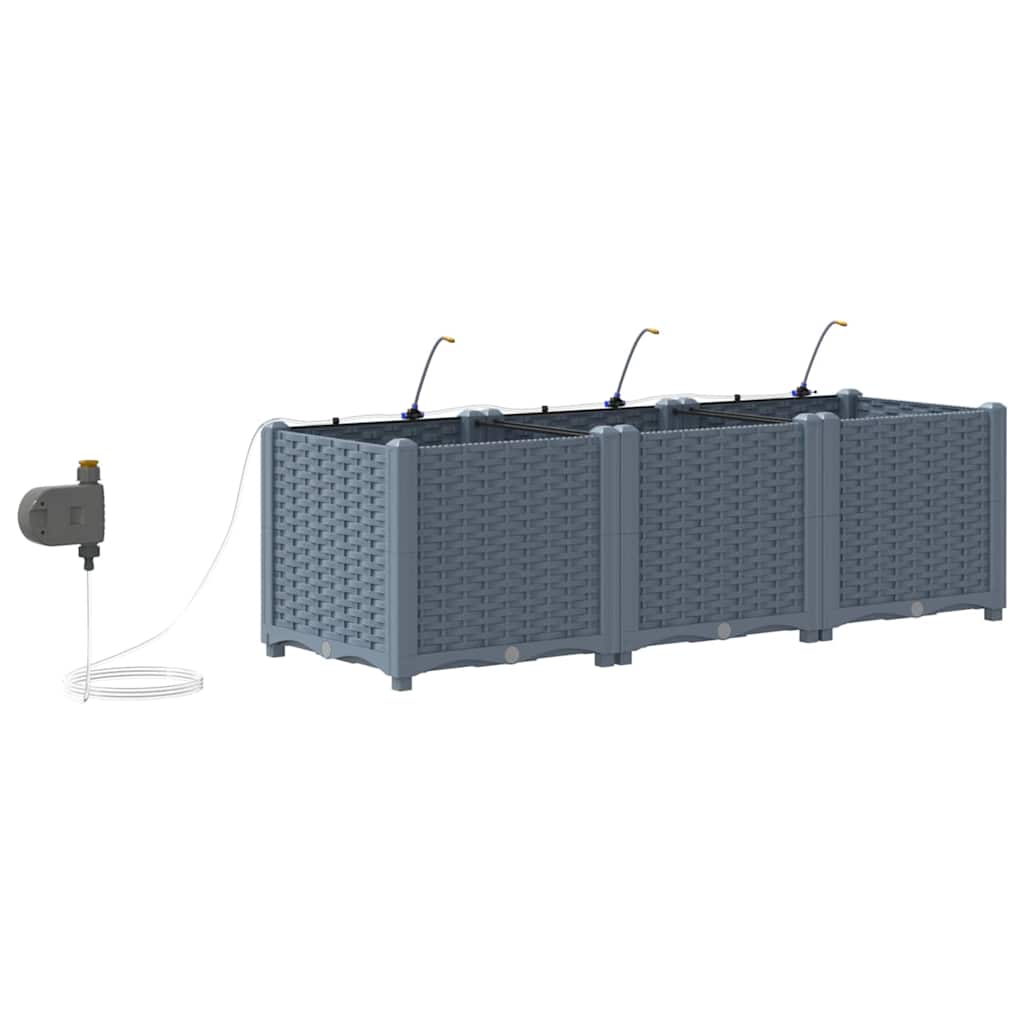 Vrtna saksija 3 pcs Svijetlo siva 120 x 40 x 37,5 cm Plastika