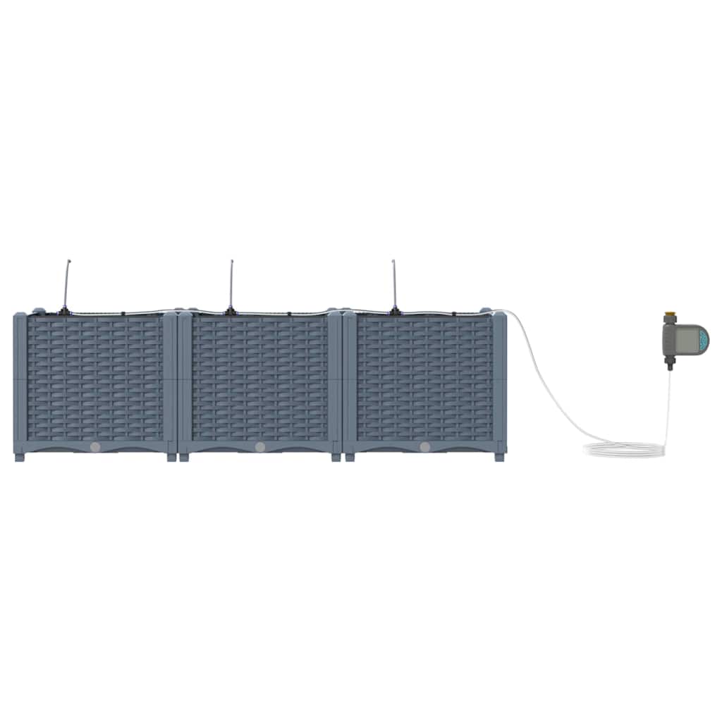 Vrtna saksija 3 pcs Svijetlo siva 120 x 40 x 37,5 cm Plastika