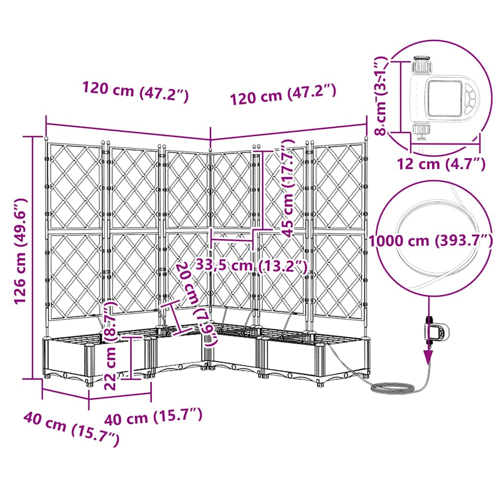 Vrtna saksija 5 pcs Svijetlo siva 120 x 120 x 126 cm Plastika