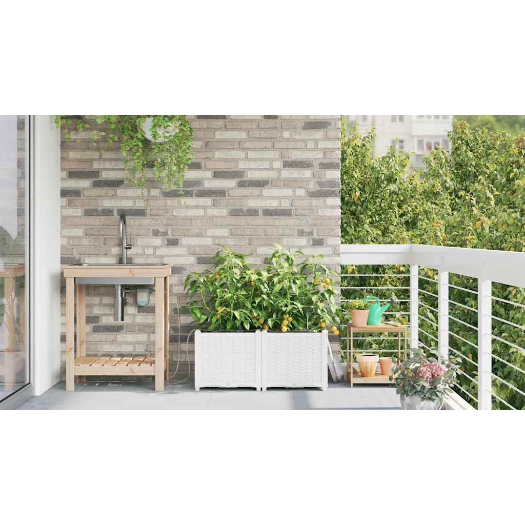 Vrtna saksija 2 pcs Bijeli 80 x 40 x 37,5 cm Plastika