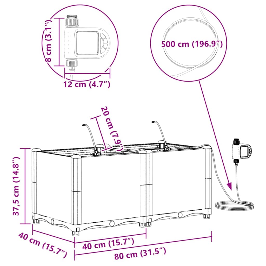 Vrtna saksija 2 pcs Bijeli 80 x 40 x 37,5 cm Plastika