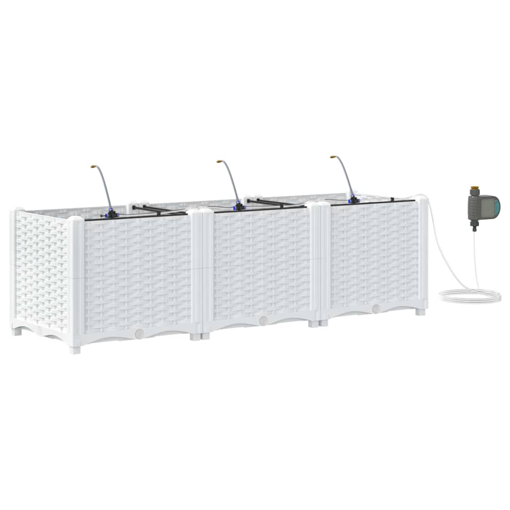 Vrtna saksija 3 pcs Bijeli 120 x 40 x 37,5 cm Plastika