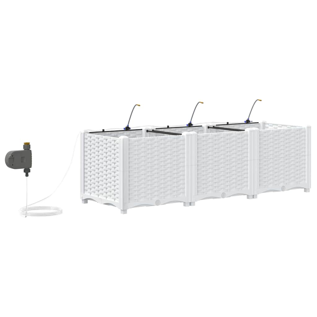 Vrtna saksija 3 pcs Bijeli 120 x 40 x 37,5 cm Plastika