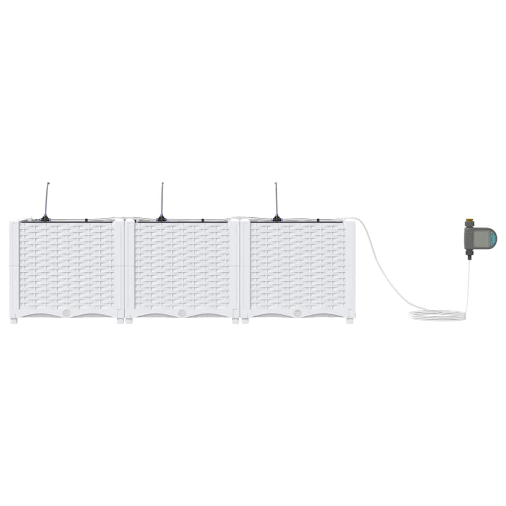 Vrtna saksija 3 pcs Bijeli 120 x 40 x 37,5 cm Plastika