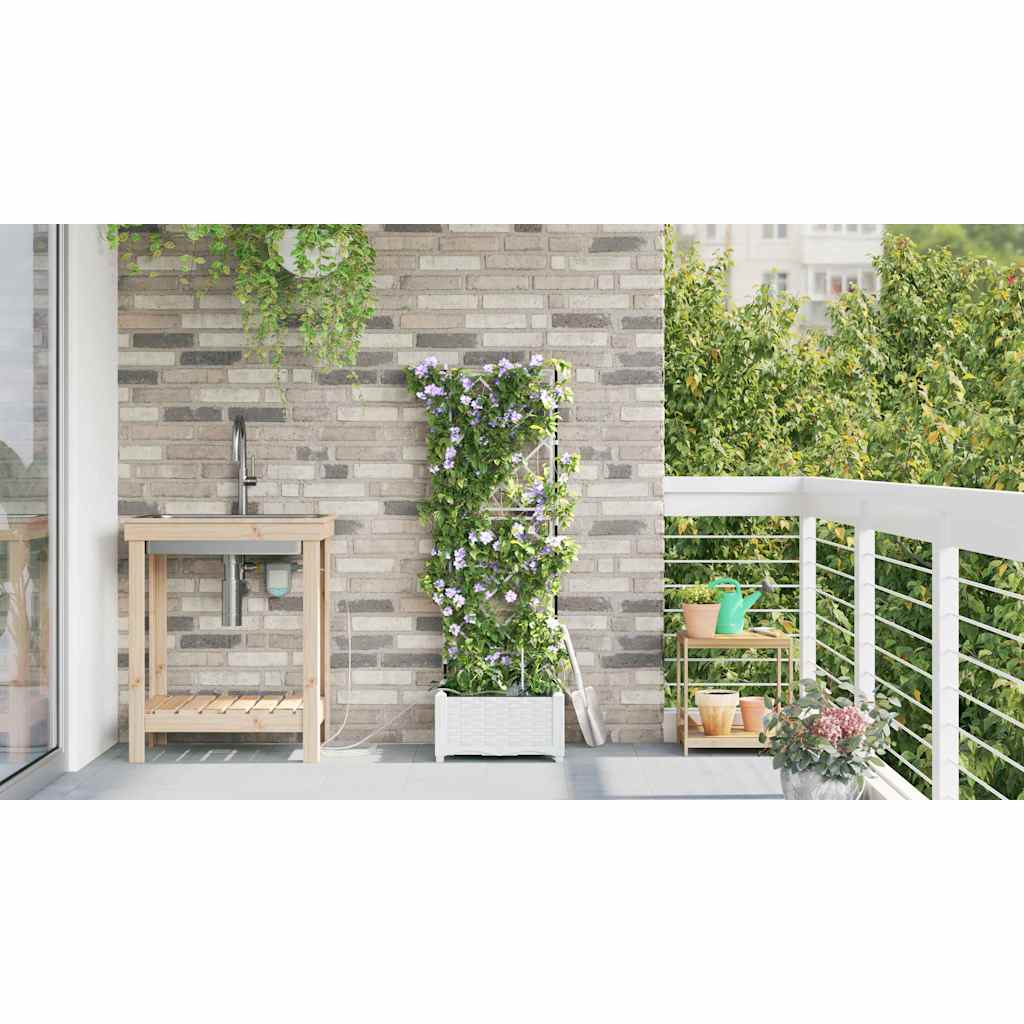 Vrtna saksija Bijeli 40 x 40 x 126 cm Plastika