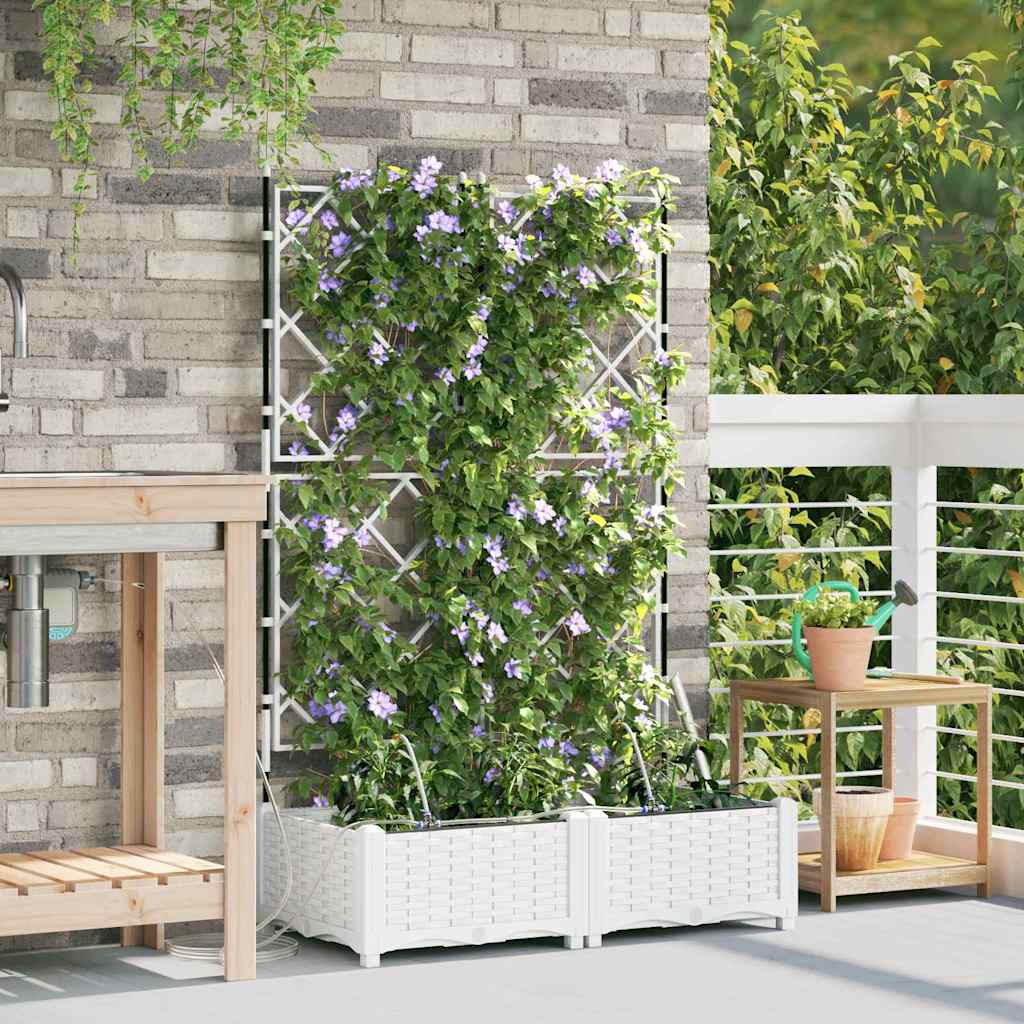 Vrtna saksija 2 pcs Bijeli 80 x 40 x 126 cm Plastika