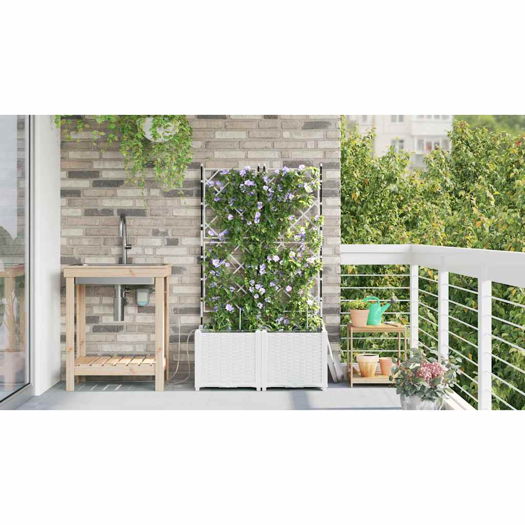 Vrtna saksija 2 pcs Bijeli 80 x 40 x 142 cm Plastika