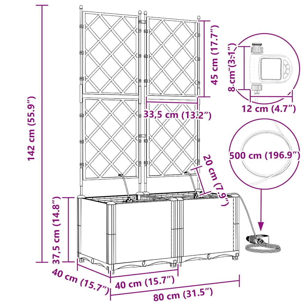 Vrtna saksija 2 pcs Bijeli 80 x 40 x 142 cm Plastika
