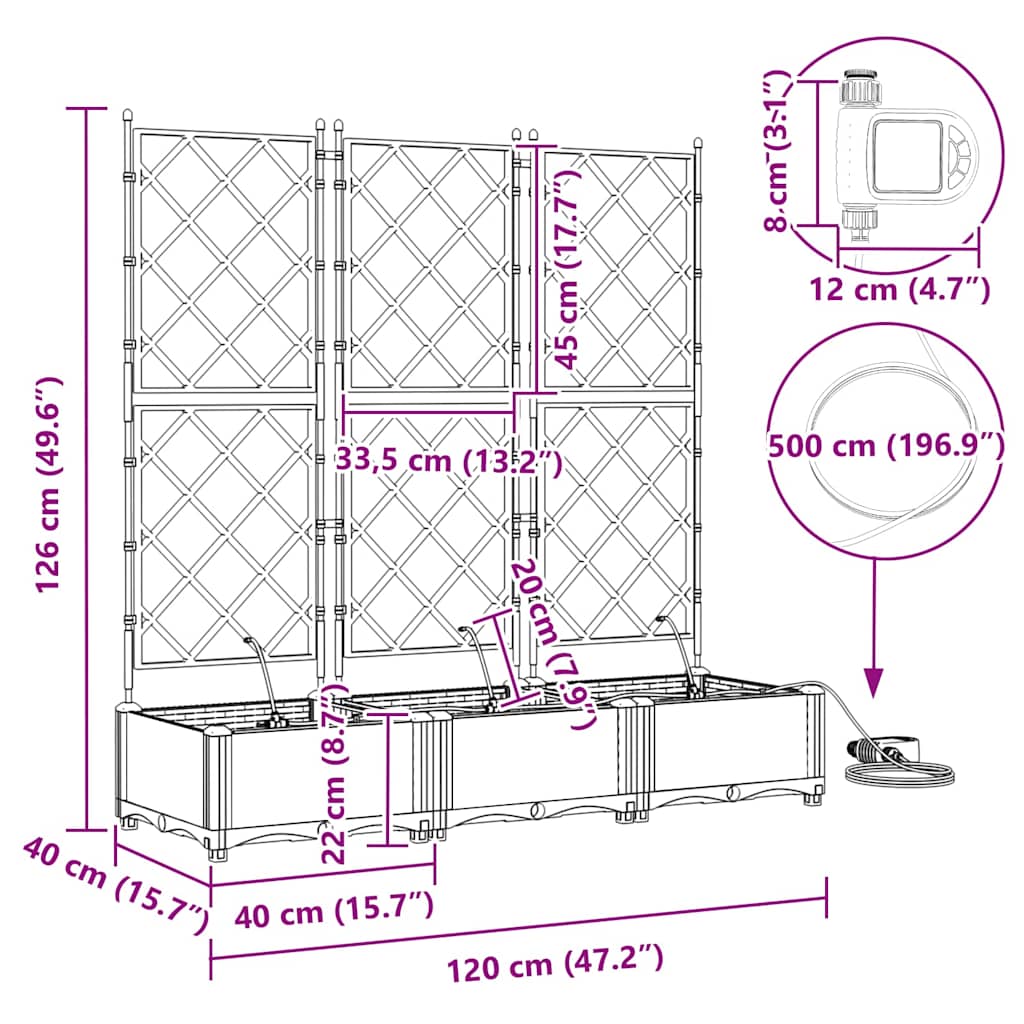 Vrtna saksija 3 pcs Bijeli 120 x 40 x 126 cm Plastika