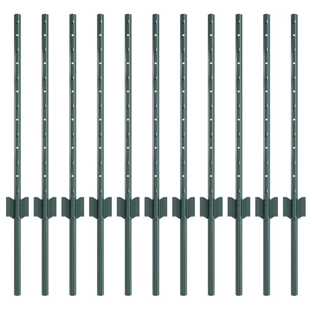 Stup za ogradu 11 pcs Zelena 100 cm Čelik