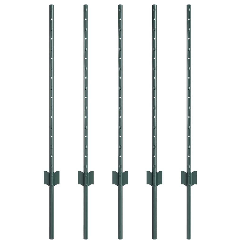 Stup za ogradu 5 pcs Zelena 120 cm Čelik