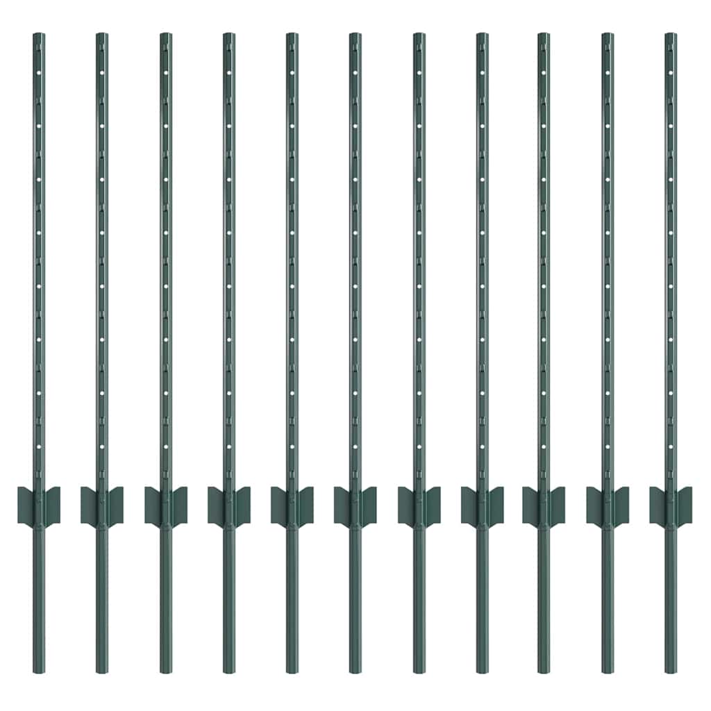 Stup za ogradu 11 pcs Zelena 120 cm Čelik