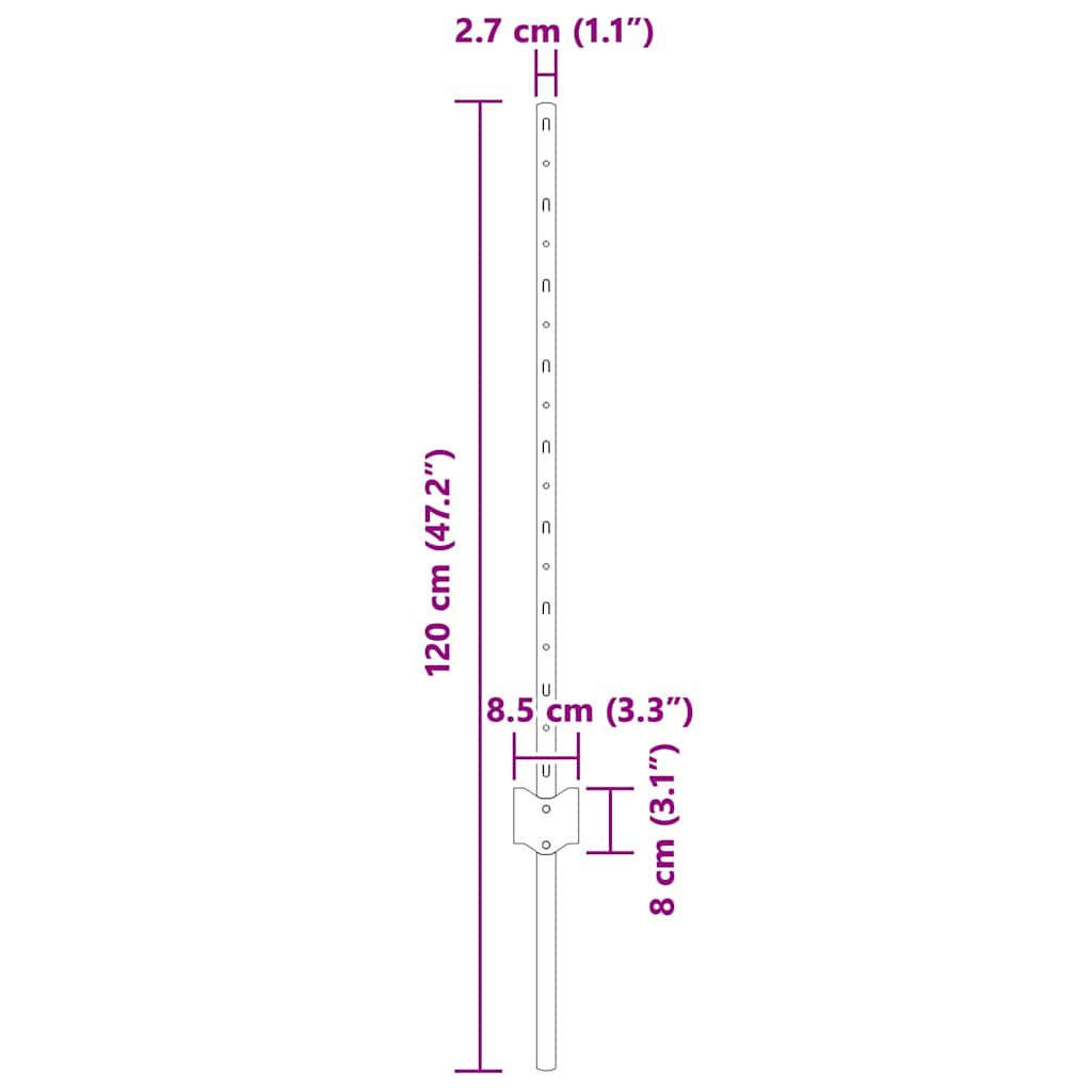 Stup za ogradu 11 pcs Zelena 120 cm Čelik