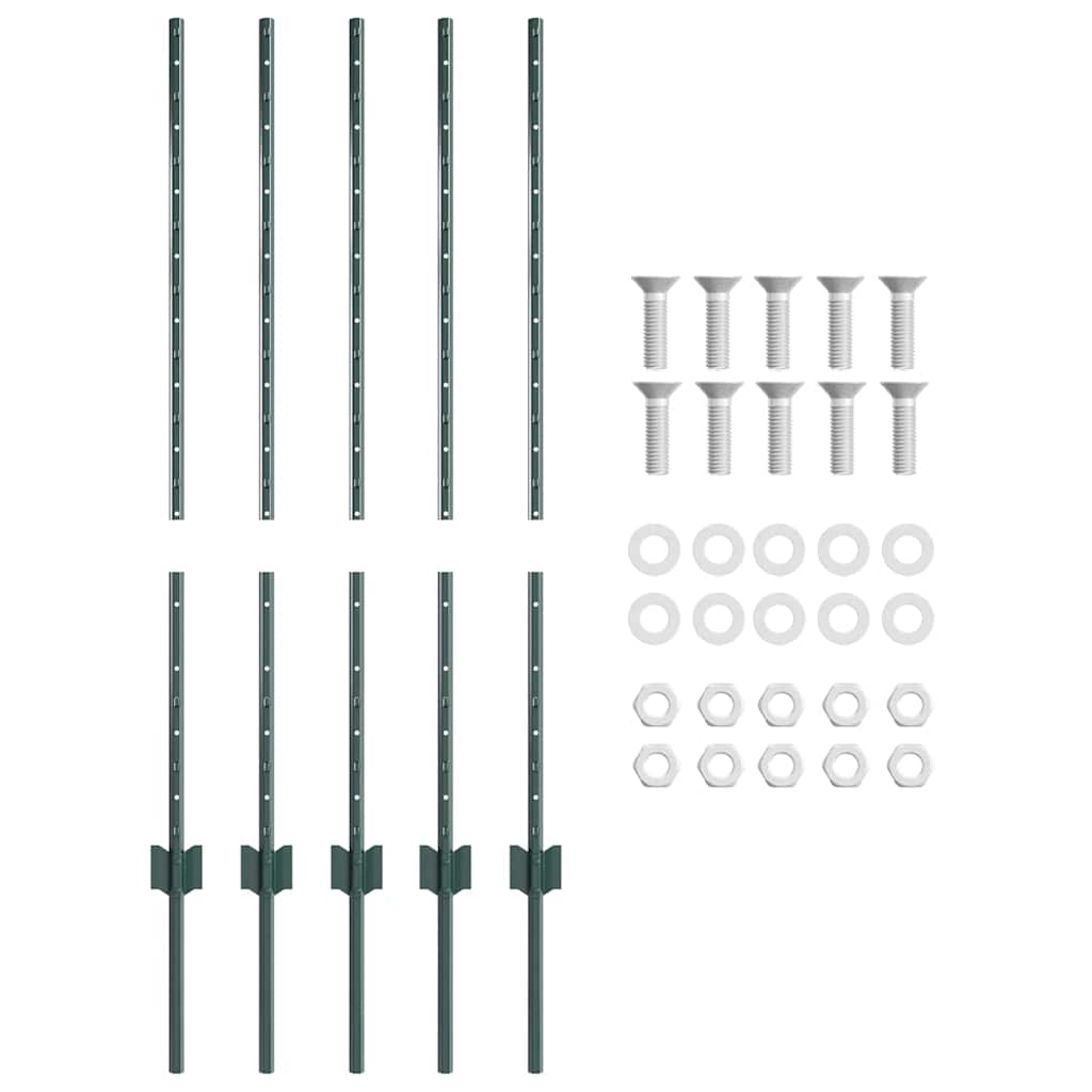 Stup za ogradu 5 pcs Zelena 140 cm Čelik
