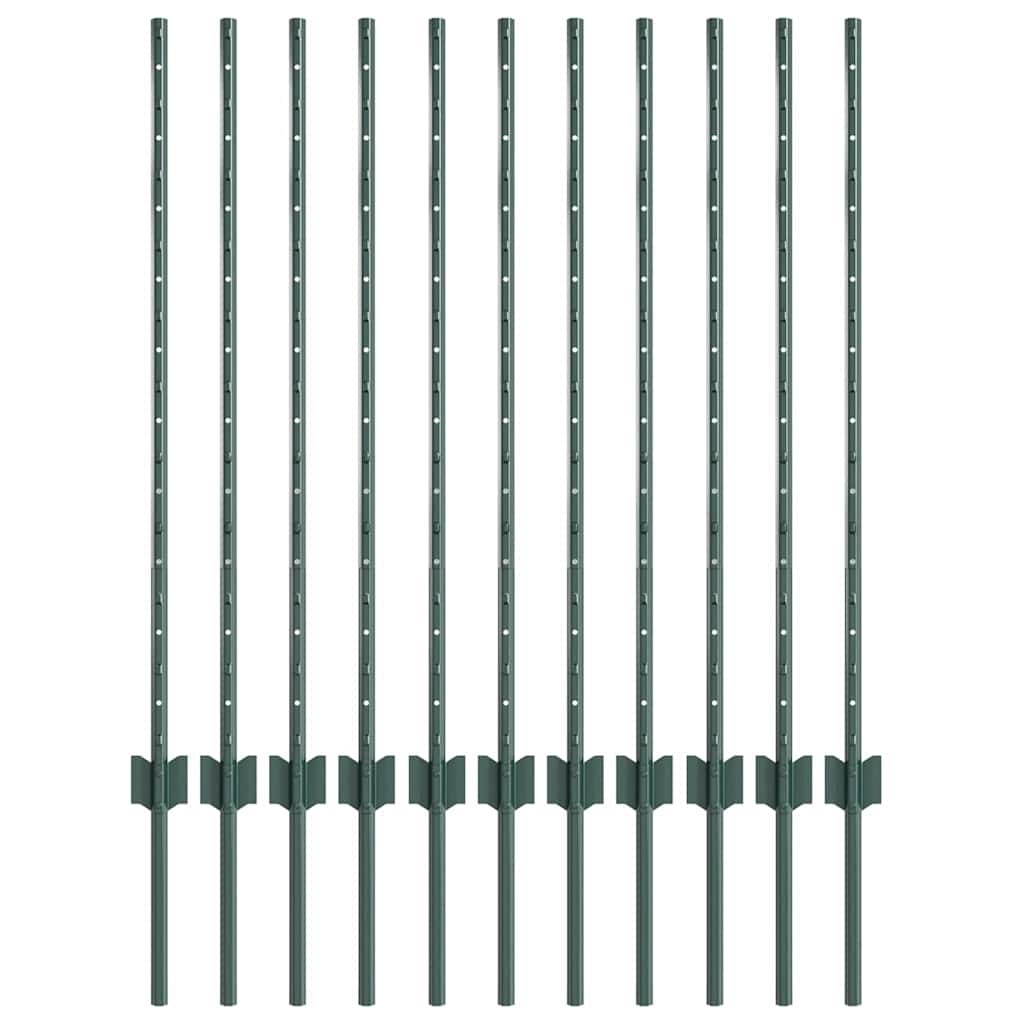 Stup za ogradu 11 pcs Zelena 100 cm Čelik