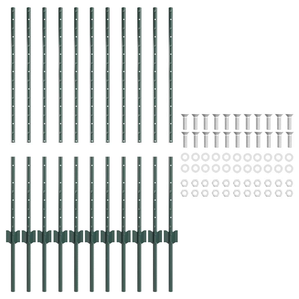 Stup za ogradu 11 pcs Zelena 100 cm Čelik