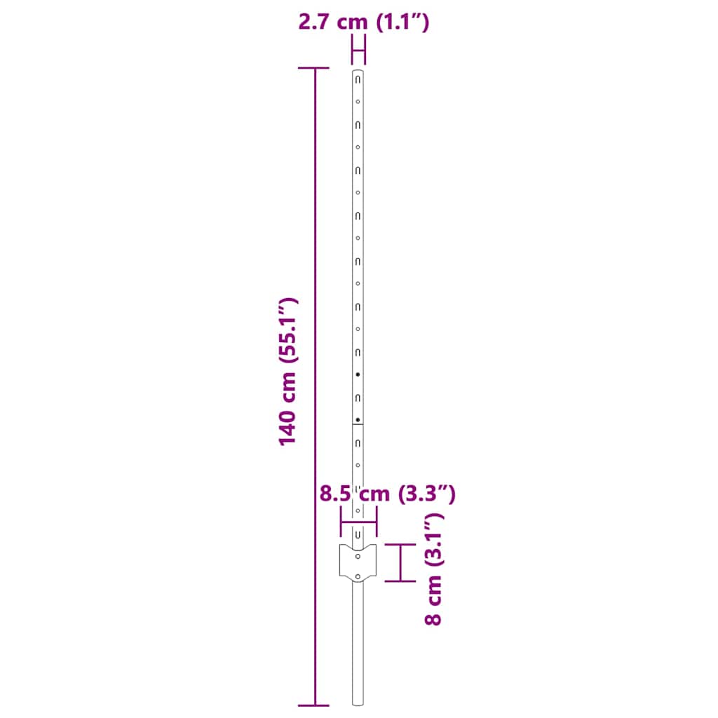 Stup za ogradu 11 pcs Zelena 100 cm Čelik