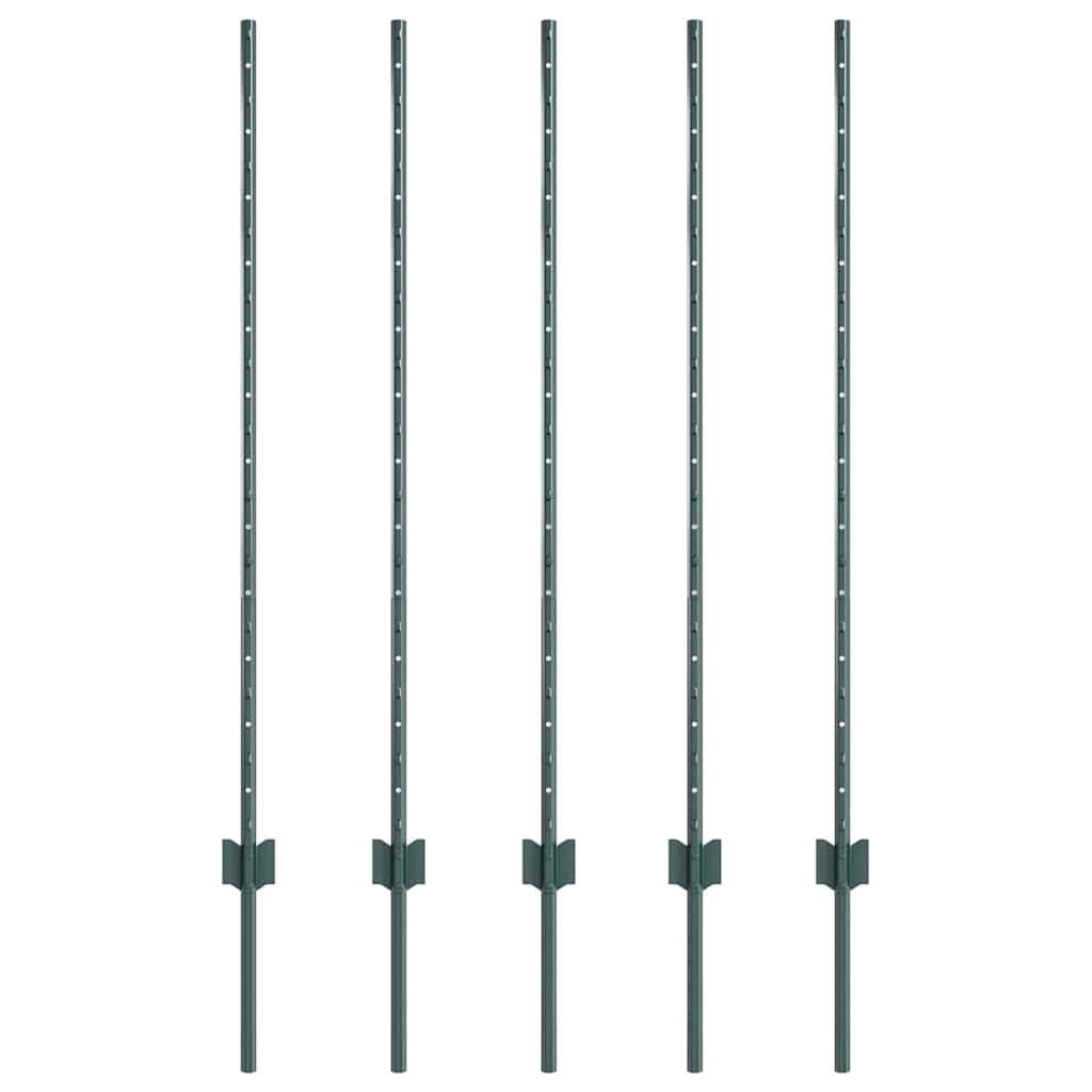 Stup za ogradu 5 pcs Zelena 120 cm Čelik