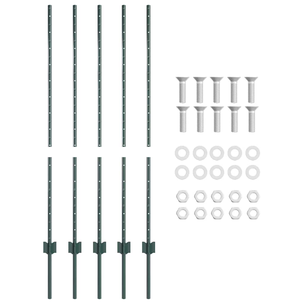 Stup za ogradu 5 pcs Zelena 120 cm Čelik
