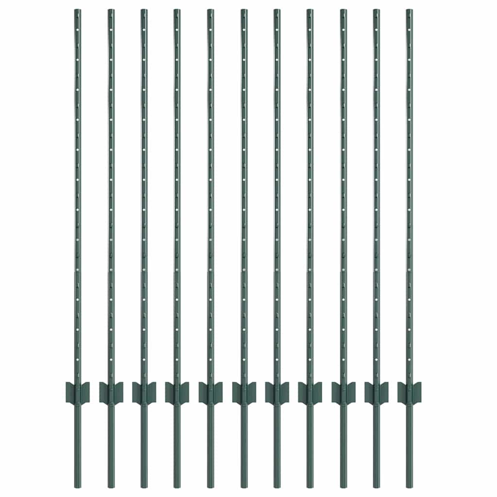Stup za ogradu 11 pcs Zelena 120 cm Čelik