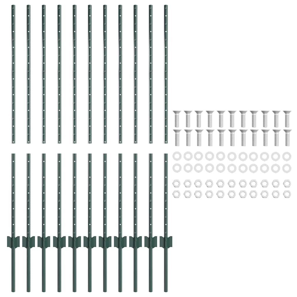 Stup za ogradu 11 pcs Zelena 120 cm Čelik