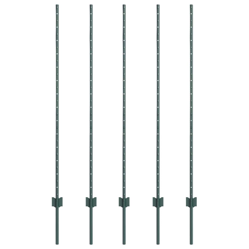 Stup za ogradu 5 pcs Zelena 140 cm Čelik