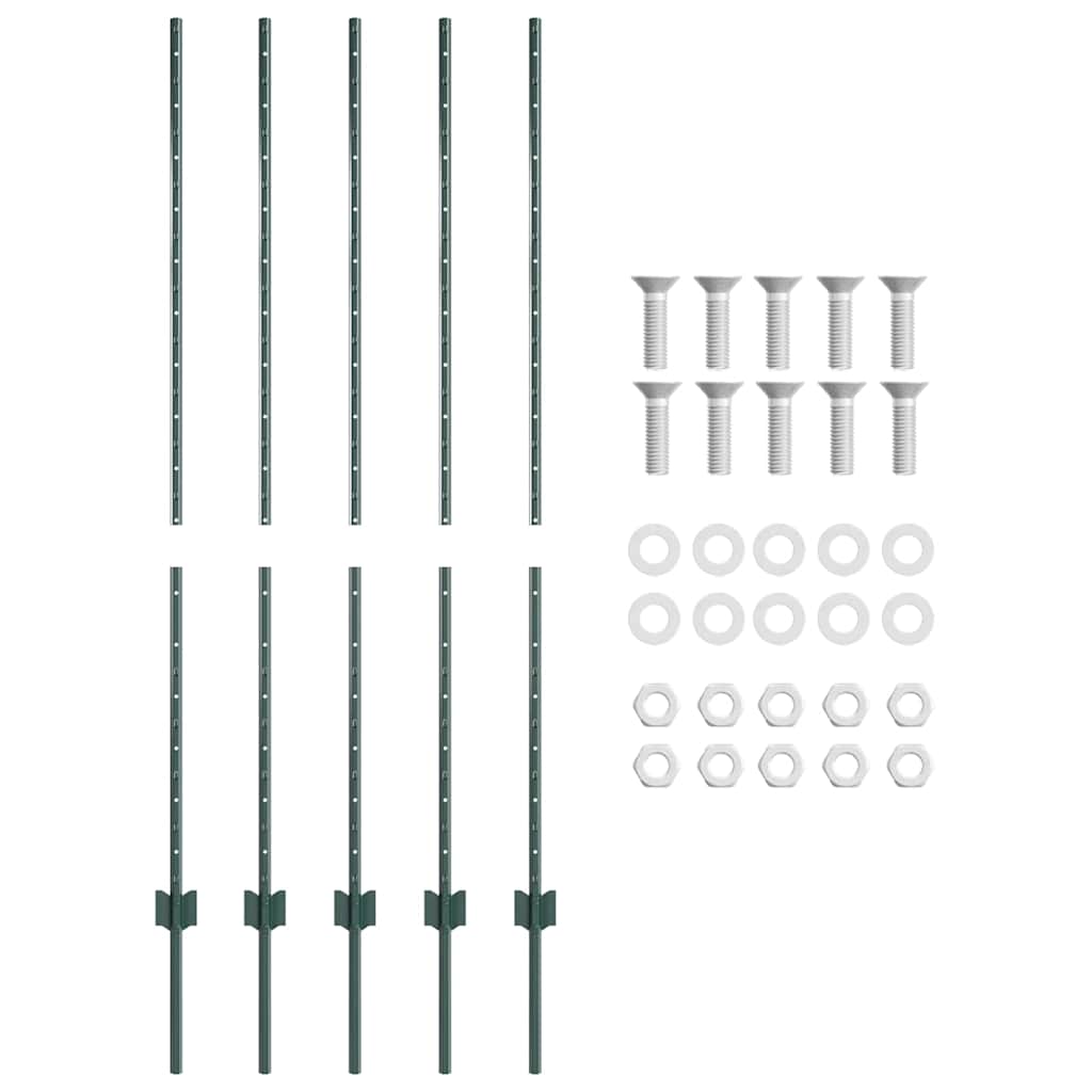 Stup za ogradu 5 pcs Zelena 140 cm Čelik