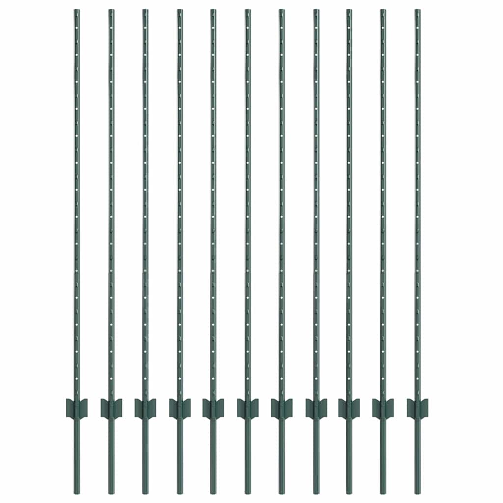 Stup za ogradu 11 pcs Zelena 140 cm Čelik