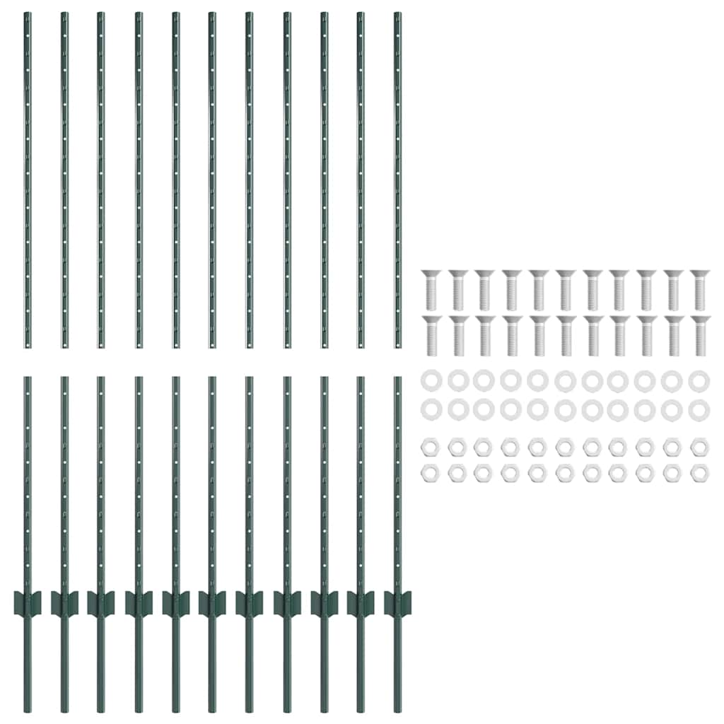 Stup za ogradu 11 pcs Zelena 140 cm Čelik