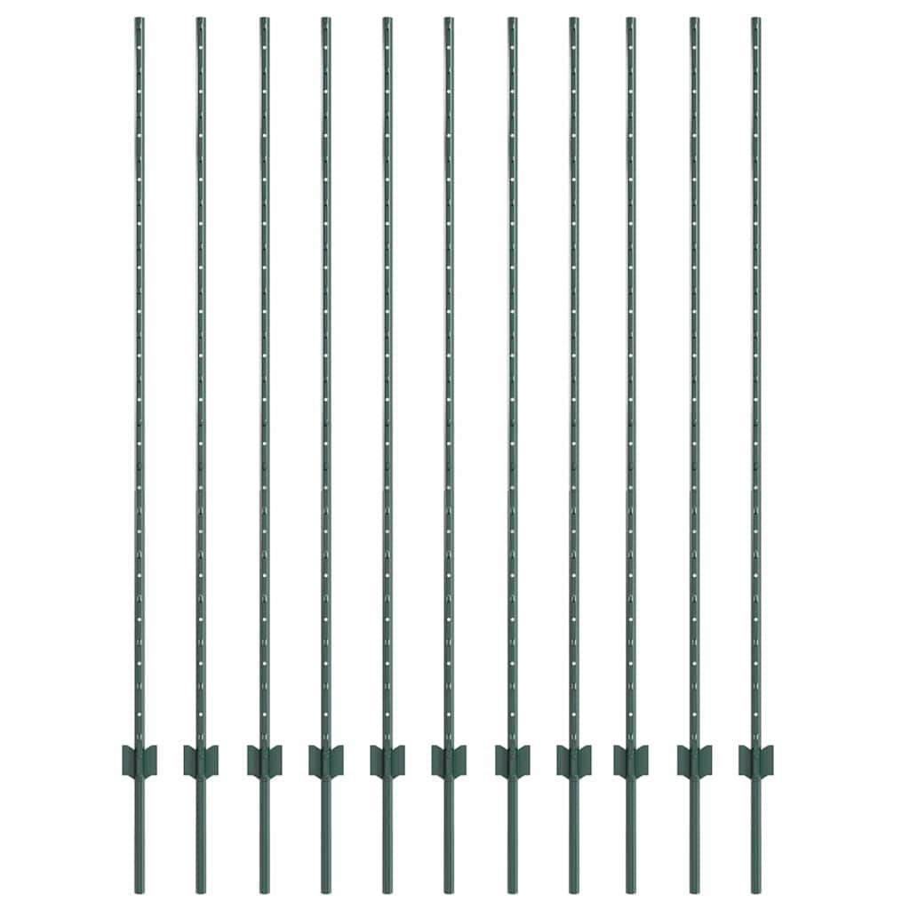 Stup za ogradu 11 pcs Zelena 150 cm Čelik
