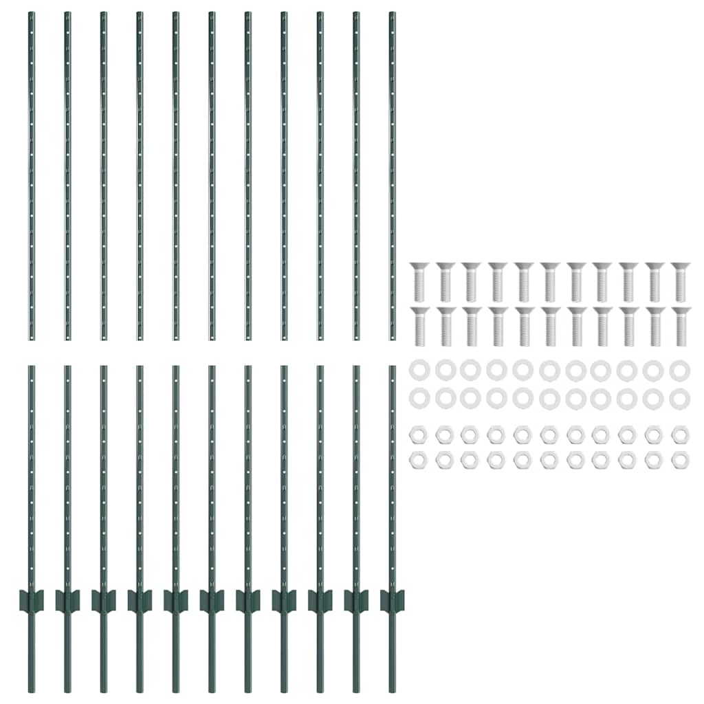 Stup za ogradu 11 pcs Zelena 150 cm Čelik