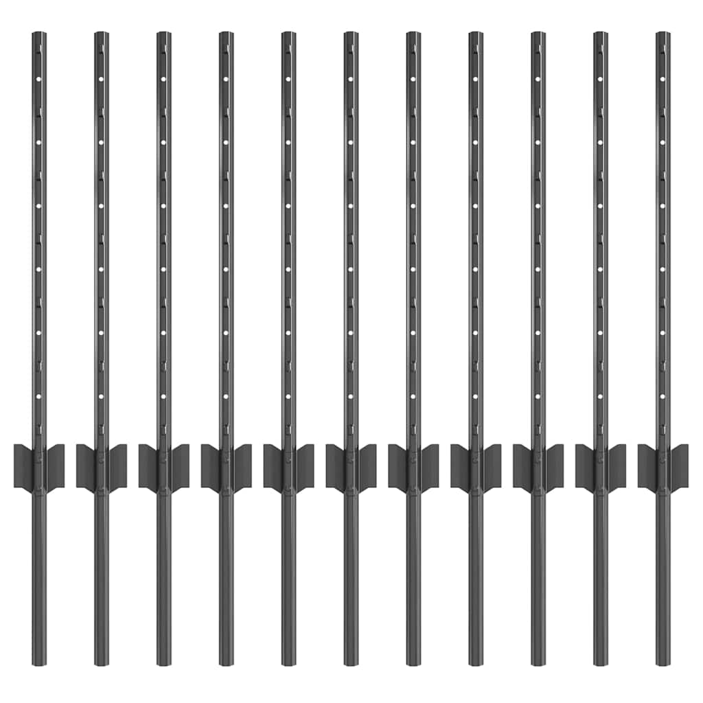Stup za ogradu 11 pcs Siva 60 cm Čelik