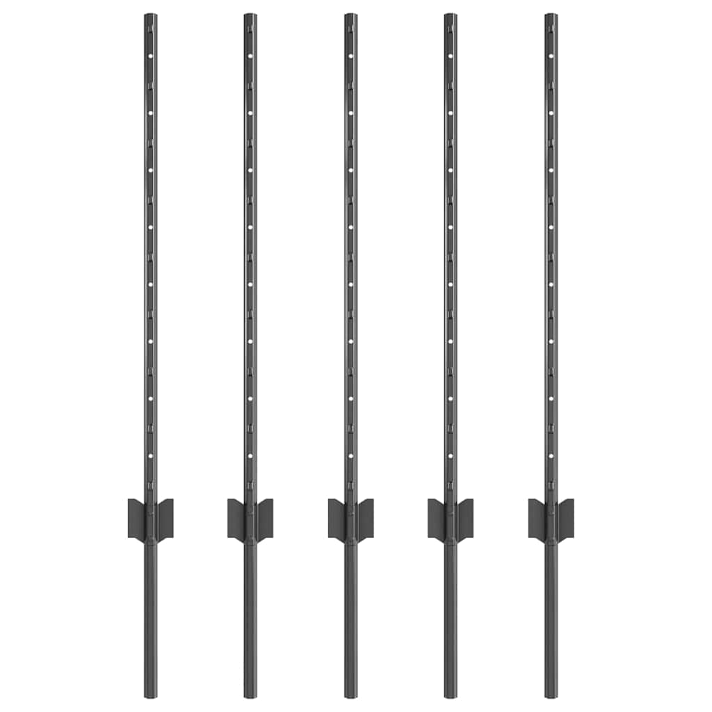 Stup za ogradu 5 pcs Siva 80 cm Čelik