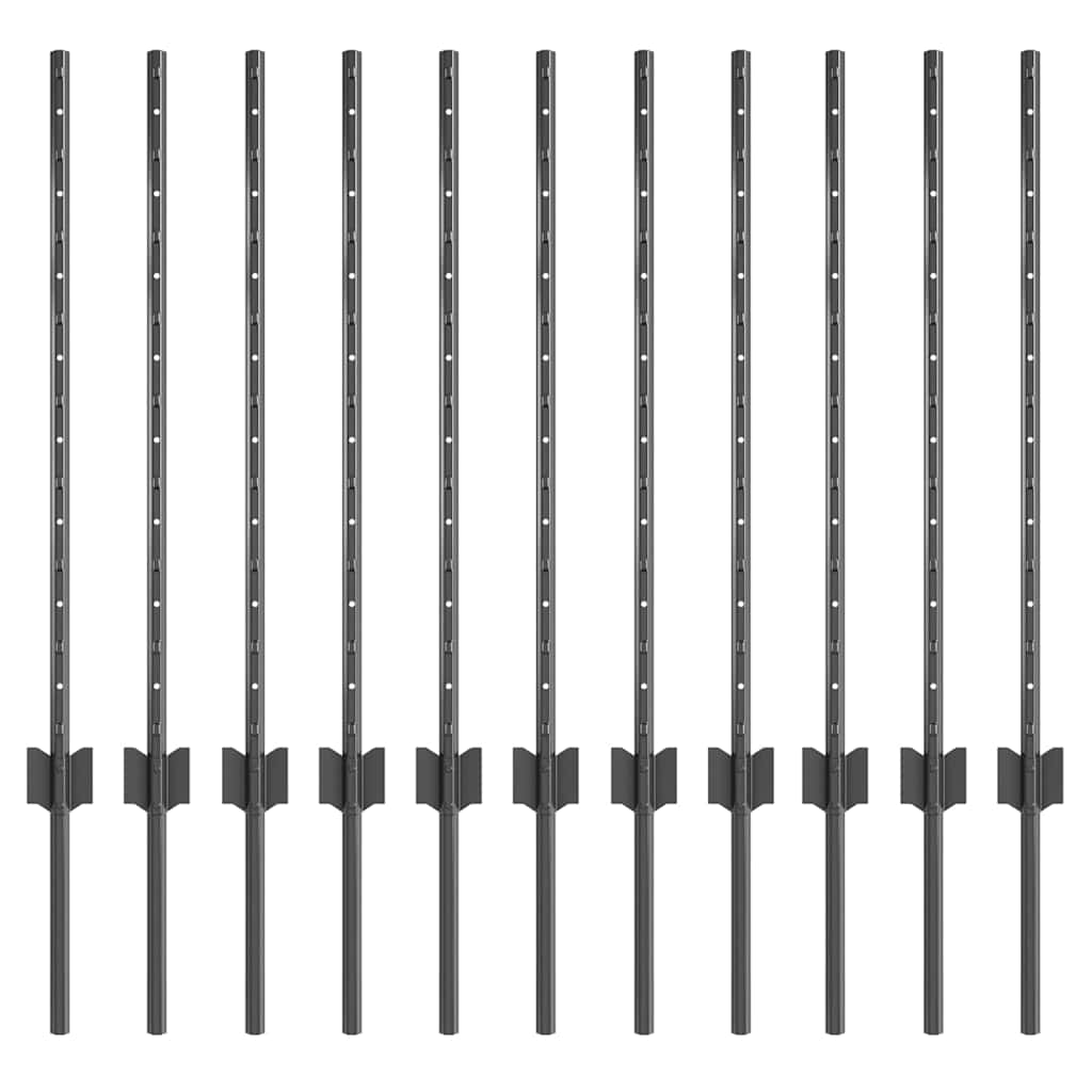 Stup za ogradu 11 pcs Siva 80 cm Čelik