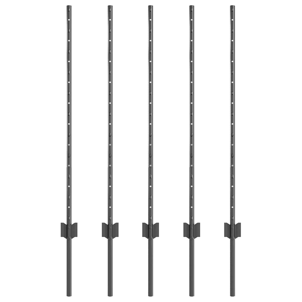 Stup za ogradu 5 pcs Siva 100 cm Čelik