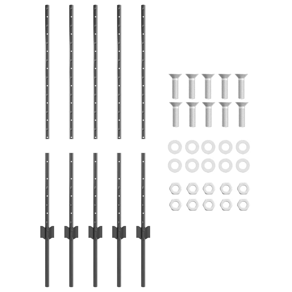 Stup za ogradu 5 pcs Siva 100 cm Čelik