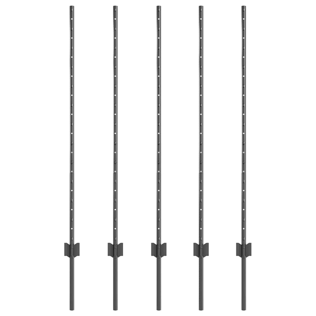Stup za ogradu 5 pcs Siva 120 cm Čelik