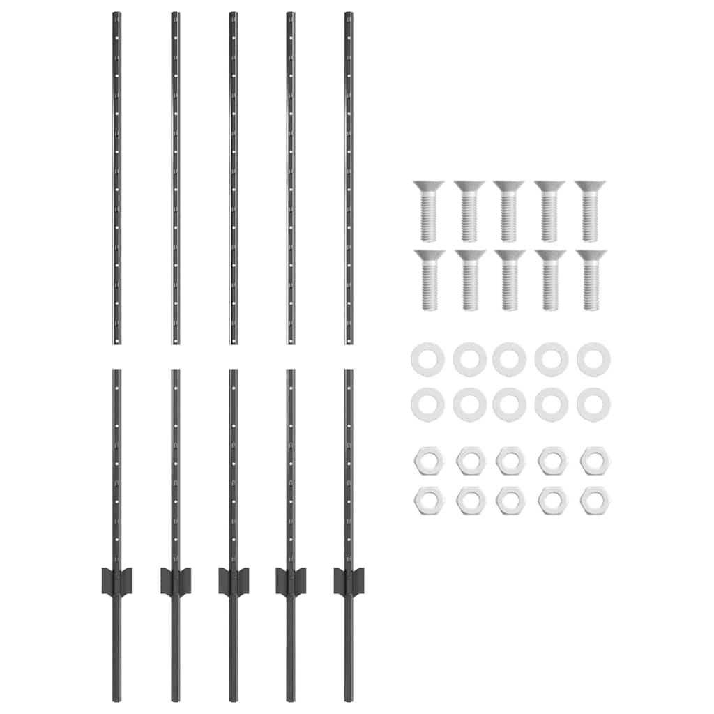 Stup za ogradu 5 pcs Siva 120 cm Čelik