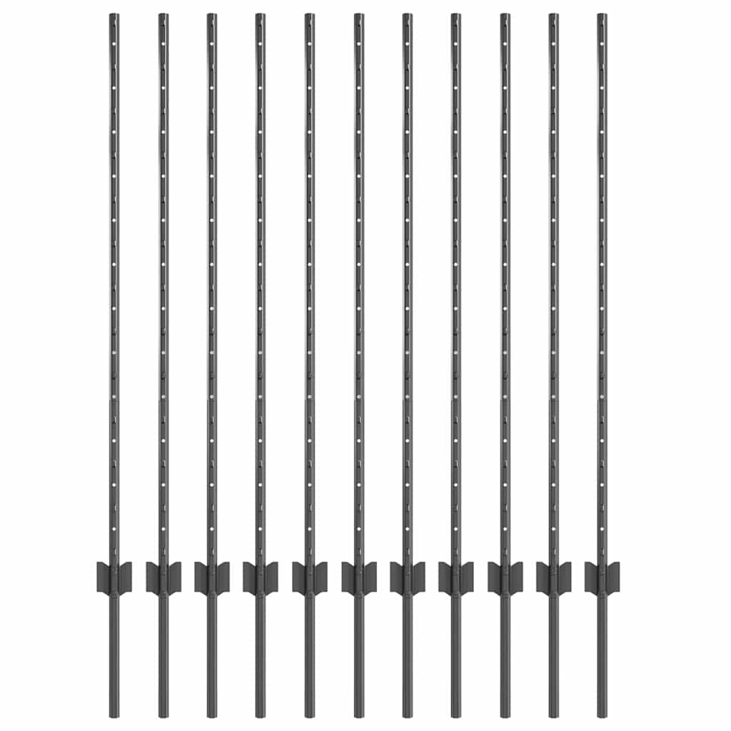 Stup za ogradu 11 pcs Siva 120 cm Čelik